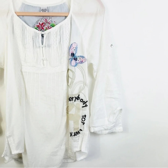 Desigual White Boho Embroidered Top Size Small - Picture 8 of 8